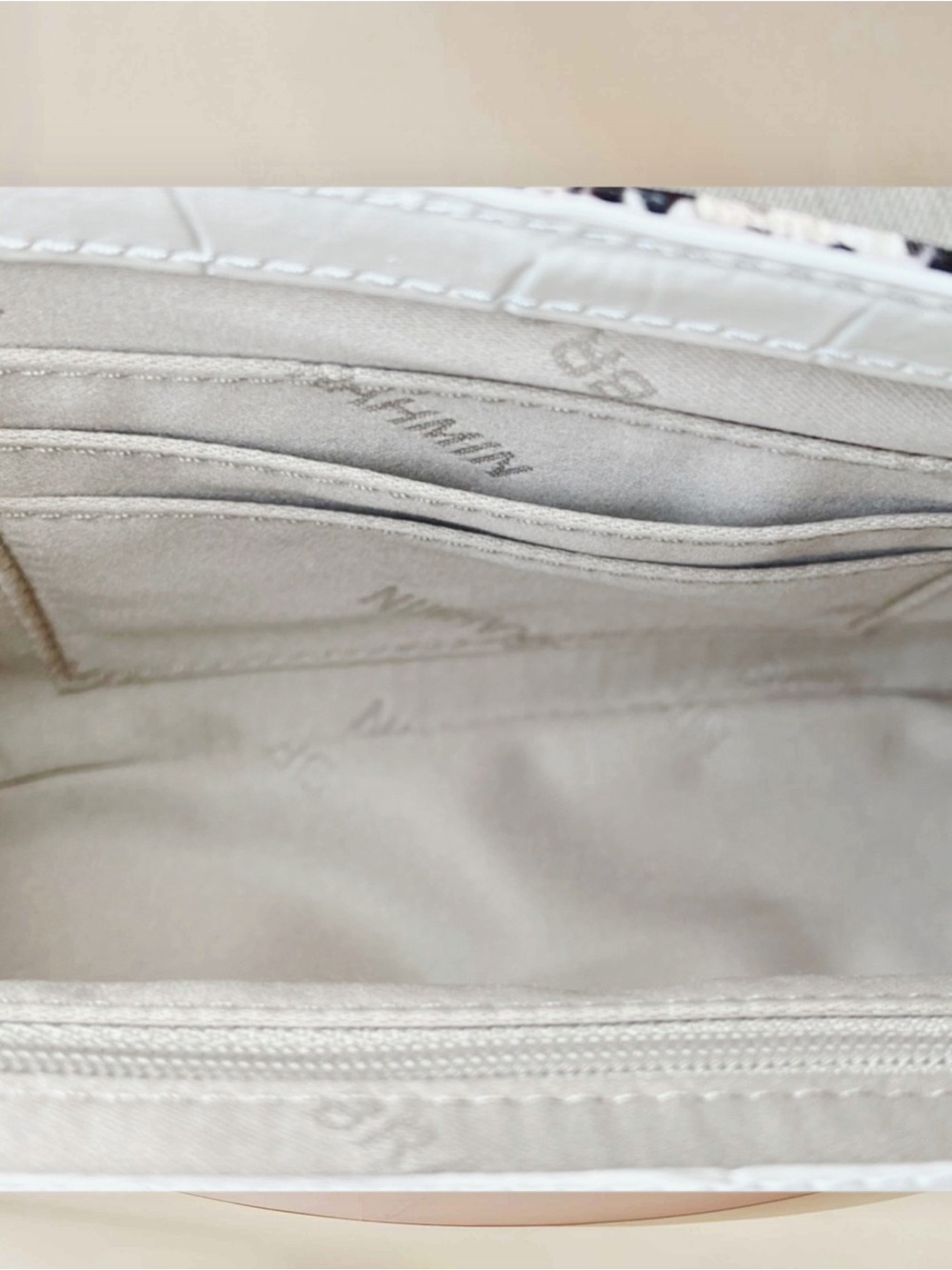 Brahmin NWT Leather Cream Croc-Embossed Convertible Bag w Teal & Brown Accents - Picture 6 of 15